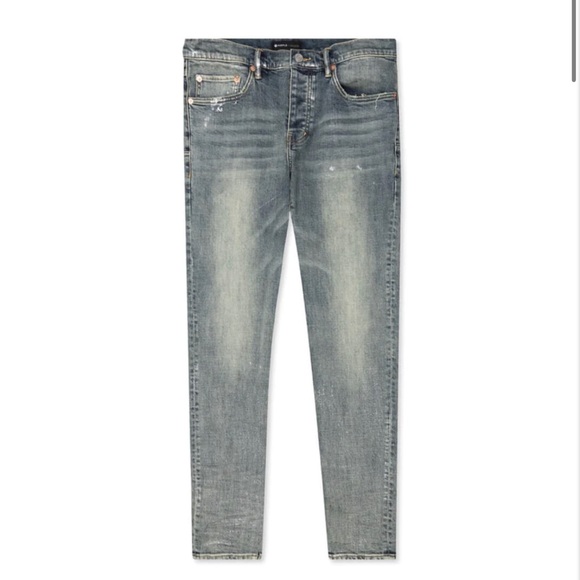 Purple Jeans P001 Metallic Silver Slim Fit Low Rise Jeans - Size 40x34